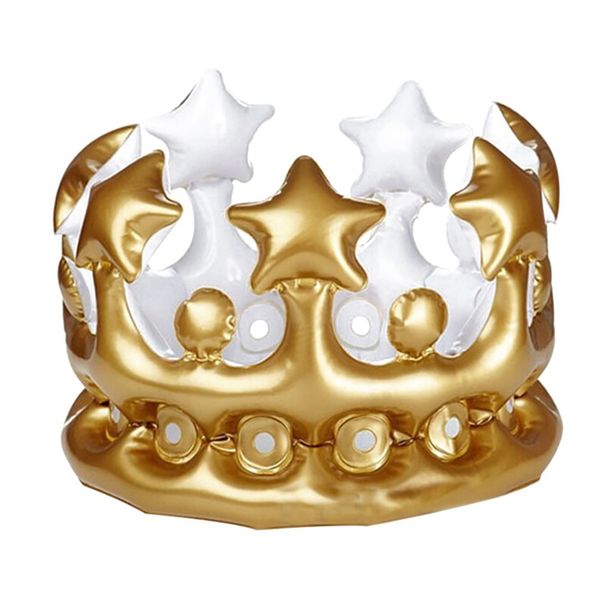 

inflatable children's crown cap gold party kids children crown pvc balloon birthday hat inflatable hat exquisite party decor