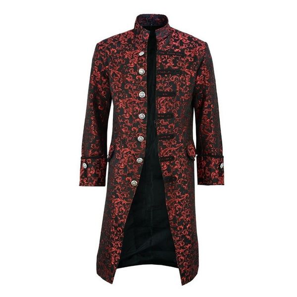 

shujin 2019 new mens retro tailcoat jacket goth long steampunk formal gothic victorian frock coat costume for halloween, Black;brown
