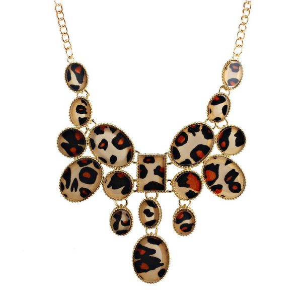 

fashion simple personality fringed irregular leopard grain alloy short necklace christmas gift riverdale kolye harajuku jewelry, Golden;silver