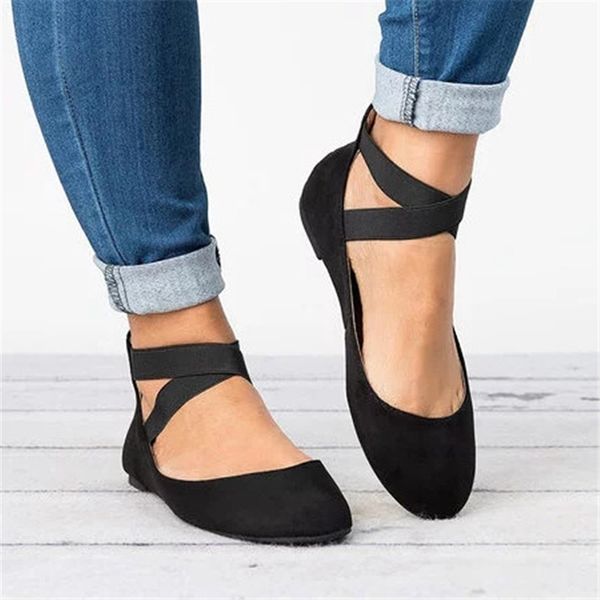 

women flat shoes loafers plus size zipper cross tie solid color sewing casual female shoes flock moccasins footwear ballet, Black