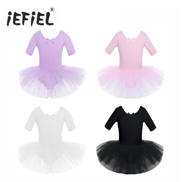 

iefiel teen kids girls party tulle ballet dance wear gymnastics leotard dancing tutu dress ballerina costume lyrical dancewear, Black;red