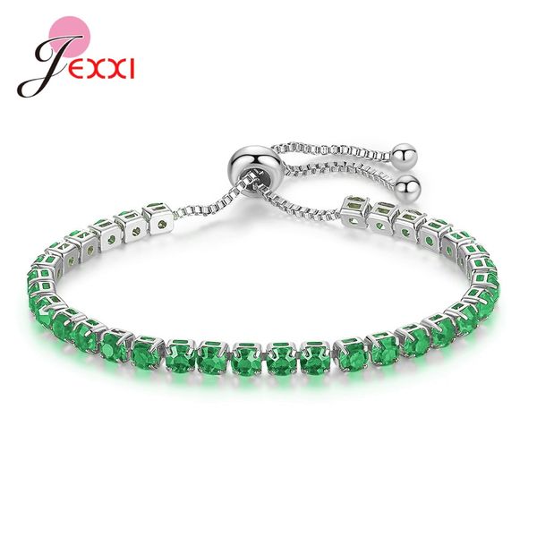 

new classic 1row bling cz iced out rhinestone cubic zircon bracelet tennis chain bracelets for women 925 sterling silver jewelry, Black
