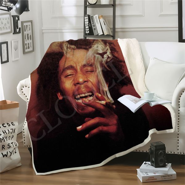 

reggae creator bob marley blanket fashion character blanket 3d print double layer sherpa blanket on bed home textiles