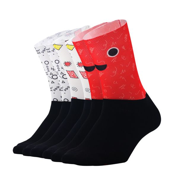 

new high-tech fabric cycling socks men women funny personality anti slip bicycle outdoor sports socks running compression, Black