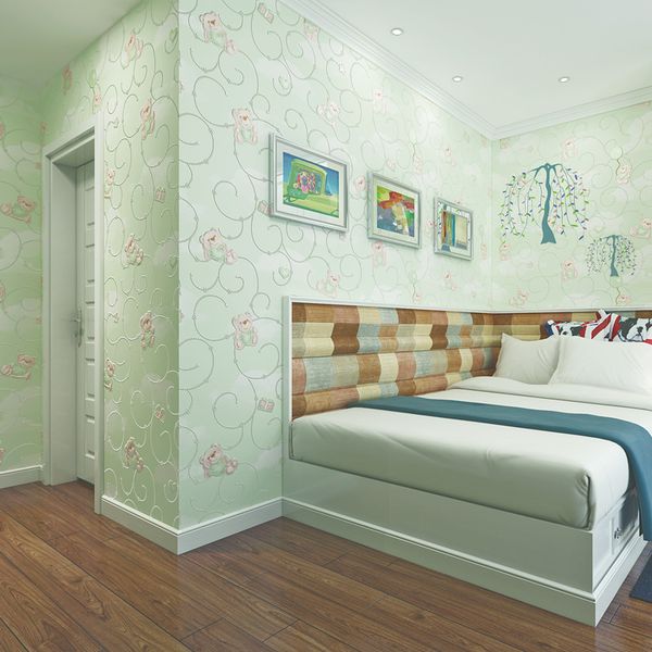 3d Cartoon Children S Room Bear Embossed Wallpaper Boy Girl Bedroom Cute Background Non Woven Environmental Protection Wallpaper Animated Wallpaper