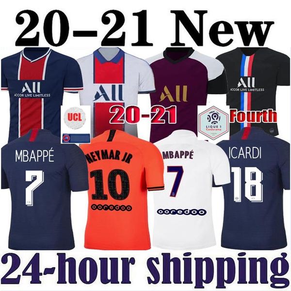 

Maillots футбольных комплектов 20 21 PSG трикотажных изделий футбола 2019 2020 2021 MBAPPE ICARDI Marquinhos четвёртой рубашка мужчины Майо де нога Камиз Четвертой