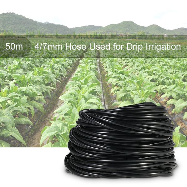 

50m 4/7mm drip irrigation system watering tubing hose pipe for home garden yard lawn landscape patio plants flowers water supply