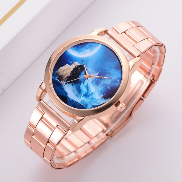 

2019 women watch stainless steel strap band watches romantic mermaid style alloy analog ladies quartz wrist watches, Slivery;brown