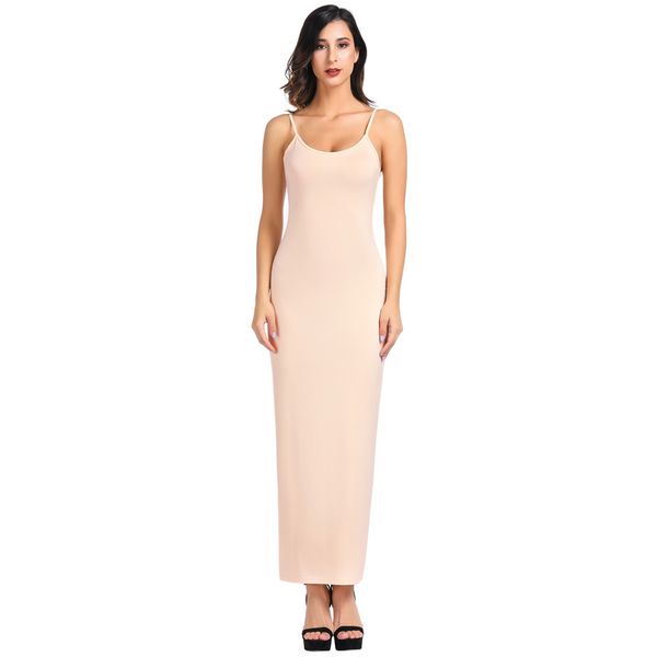 

women evening dress gown long maxi slip casual sleeveless summer sleepwear, Black