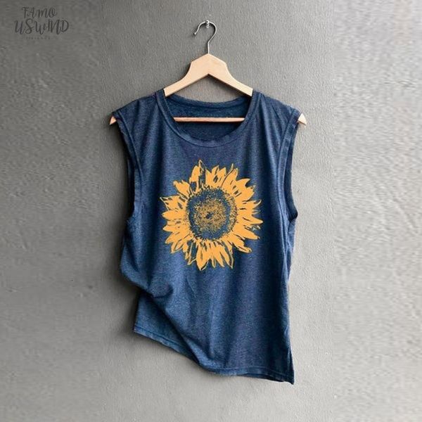 

harajuku women sleeveless kawaii sunflowe print shirt casual loose soft comfortable tee shirt femme ropa mujer, White