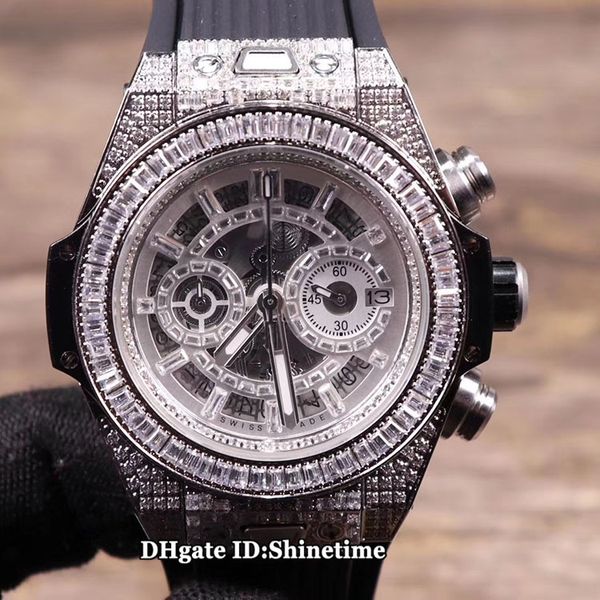 

Edition new 45mm 411 wx 9004 lr 9904 japan vk quartz chronograph date multifunction men watch diamond ca e rubber trap luxury watche, Slivery;brown