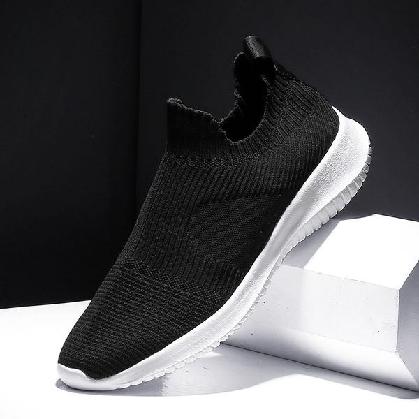 

new mesh men casual shoes -up men shoes lightweight comfortable breathable walking sneakers, Black
