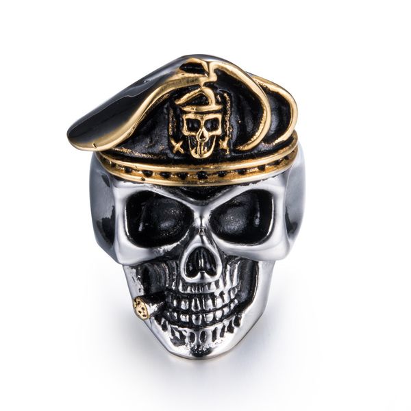 

new skull ghost army group stainless steel finger rings military officer jewelry skeleton pirate rings anniversary party gifts, Silver