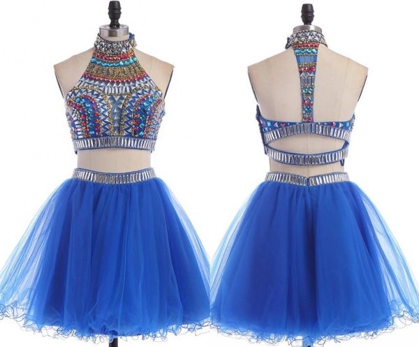 Выпускные платья средней школы для года Curto Royal Blue Goide Homecoming Dresses A-Line Short Piece Prom Plant Preme Image HY0097