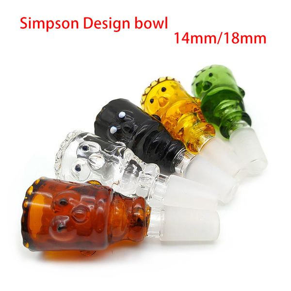 

14мм и 18мм Joint Glass Bowl Simpson Дизайн сигаретам Bowl кусок стекла Bongs свободной перевозкой груза