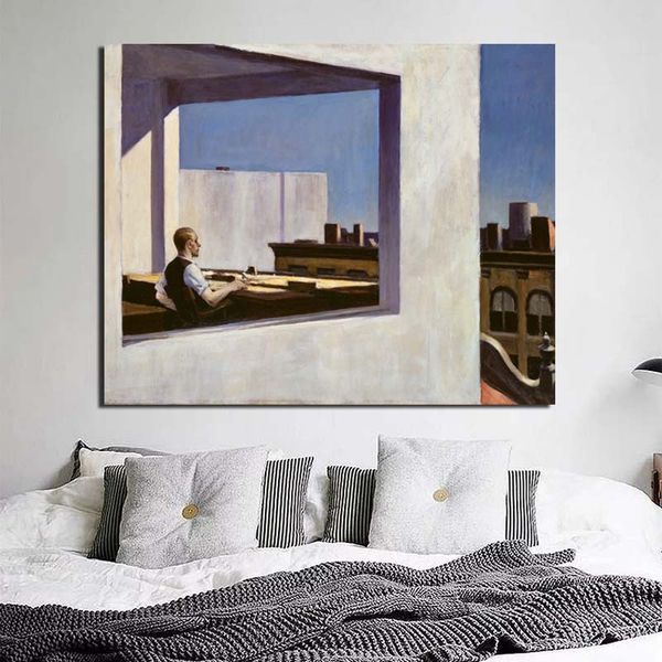 

edward hopper office in a small city canvas painting poster prints marble wall art painting decorative picture modern home decor