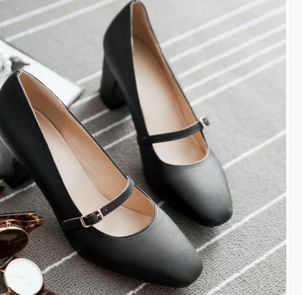 

women's shoes spring and autumn high coarse heel square head @cfrt268, Black