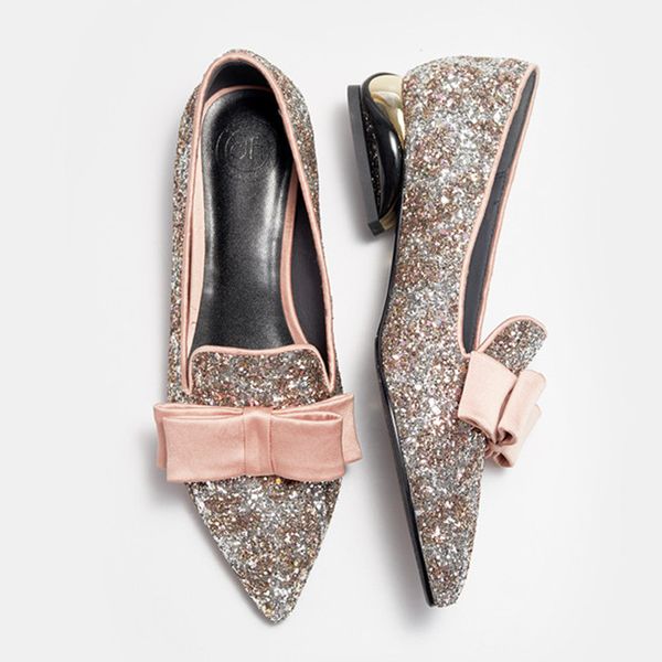 

butterfly knot oxford shoes women pointed toe low heel shoes woman spring elegant ladies high quality, Black