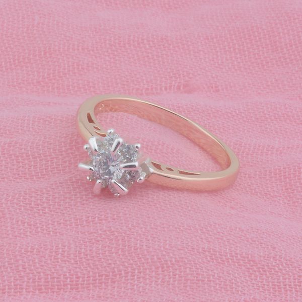 

women ring 585 rose gold white stone color 8mm flowers round rings, Silver