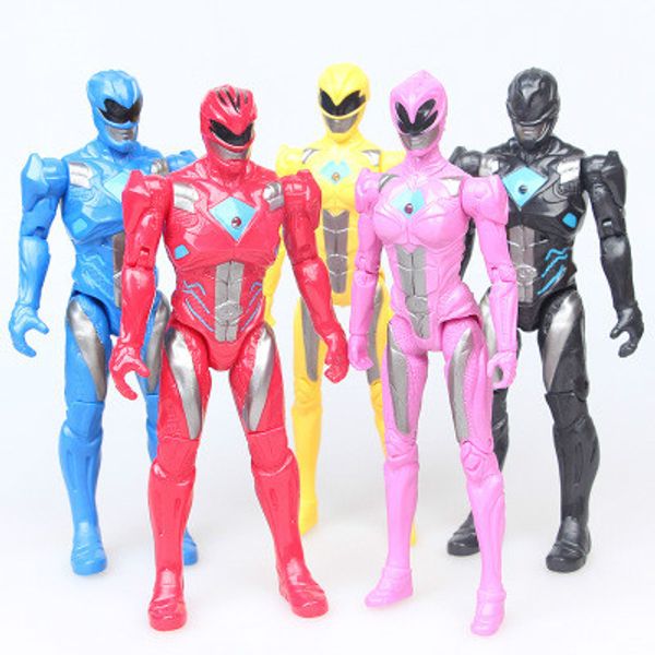 

5pcs/lot 17cm action figure dinosaur team model power action figure with the joint can move led light toy