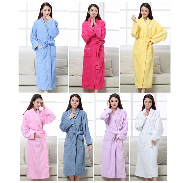 

all seasons cotton terry couples bathrobes women robe men l bathrobe soft breathable absorbent sleepwear, Black;red