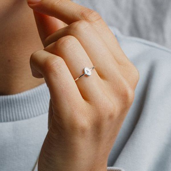 

17km a-z 26 letter finger rings for women new gold silver color statement name ring female fashion jewelry accessories wholesale