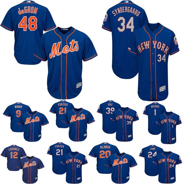 

New York Men's Mets Jerseys Jacob deGrom Edwin Diaz Michael Conforto Amed Rosario Brandon Nimmo Alonso Collection Alternate Baseball Jersey