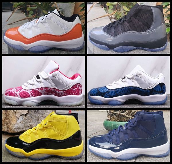 

new 11 11s mens basketball shoes low wmns pink blue snakeskin yellow black orange trainers sports designer baskets men sneakers with box