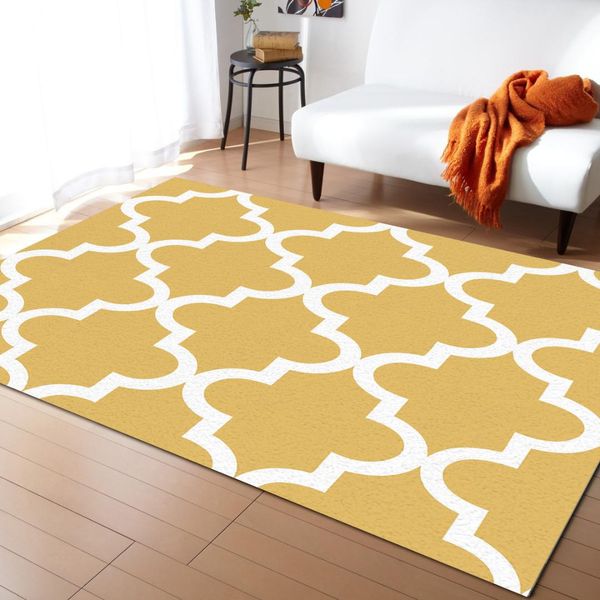 

geometric lattice prismatic moroccan style yellow modern carpets for living room rugs large anti-slip safety carpet