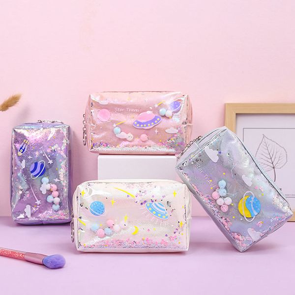 

cosmetic bags & cases fashion laser sequin quicksand makeup bag women travel portable zipper storage organizer make up beauty case wash pouc