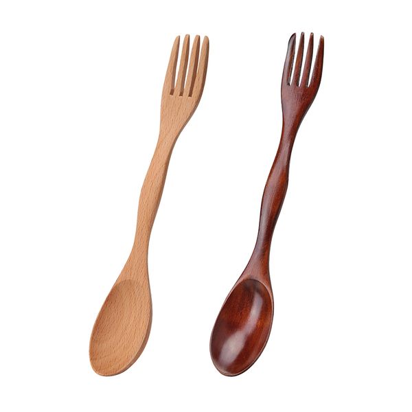 

long handle wood spoon wooden fork stirring spoon coffee spoon kitchen tableware bamboo kitchen cooking utensil tool