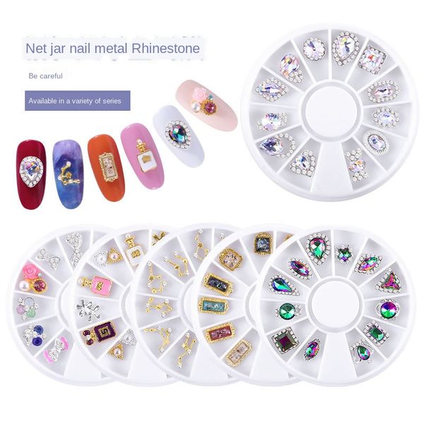 

manicure turntable ornament colorful shaped ab diamond seven color glass diamond nail ornament turntable collection, Silver;gold