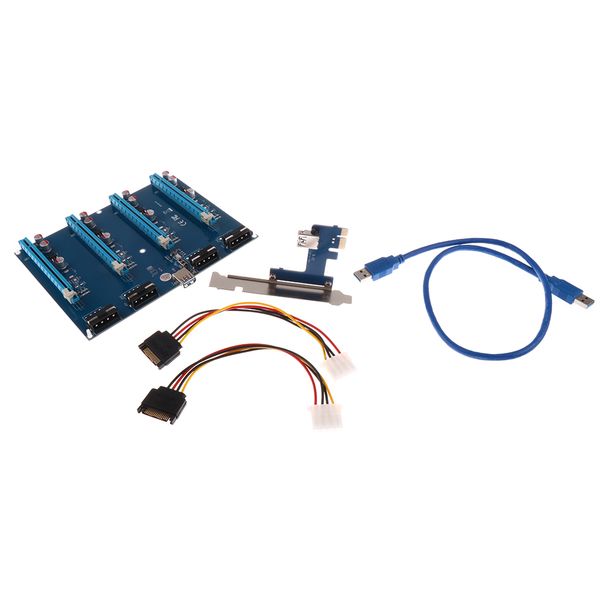 

pci-e express 1x to 4port pcie 16x multiplier hub riser adapter card &cable