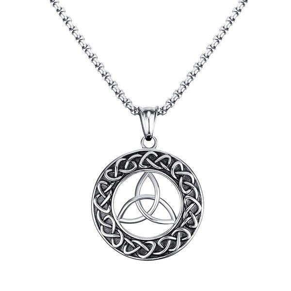

men women's vintage celtic-knot pendant chain necklace jewelry, Silver