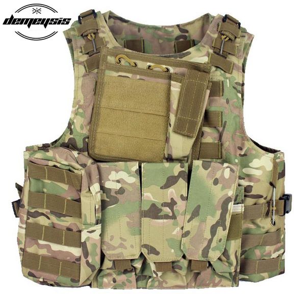 

tactical vest cs wargame outdoor equipment plate carrier multicam army molle mag ammo chest paintball vest, Camo;black