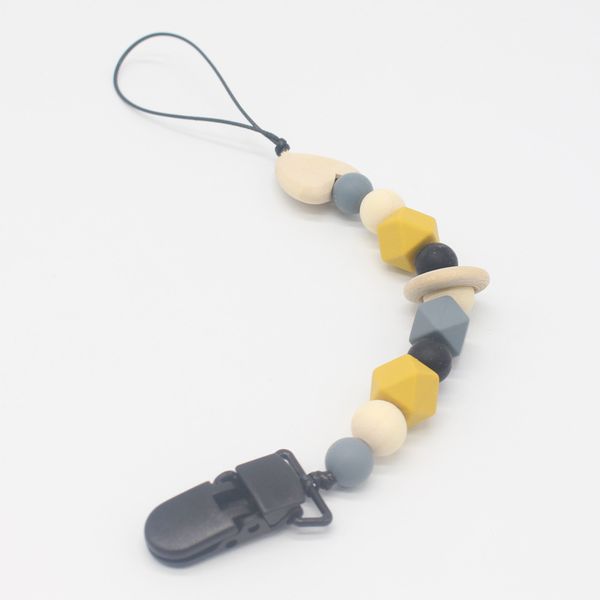 

silicone pacifier clip chain soother wood heart dummy clips prendedor de chupeta nipple holder baby feeding teether