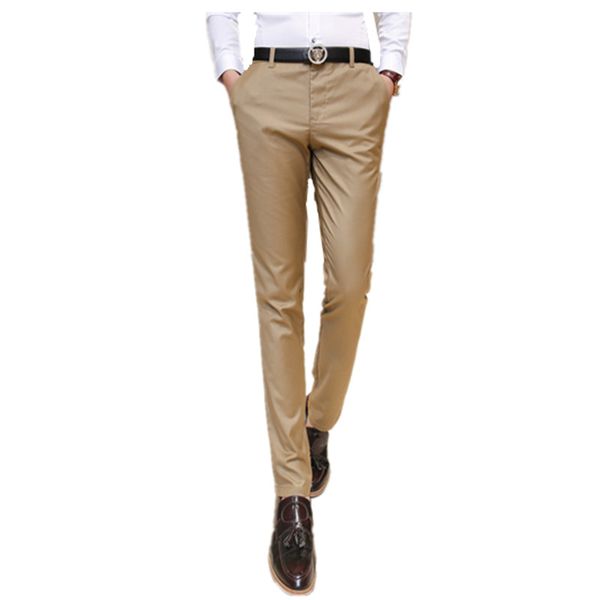 

2019 new slim fit spring summer business men formal suit pants wedding bridegroom trousers men's solid color quality trousers, White;black