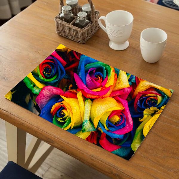 

fuwatacchi blooming flower pattern mat linen ramadan dining table placemat eid party supplies table placemats