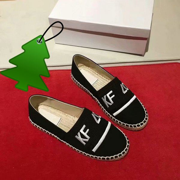 

new embroidered straw shoes with tiger head fisherman's shoes, Black