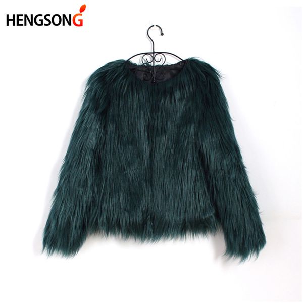 

floating hair jacket fur coat women lady fur overcoat imitation faux jackets hairy party warm coat plus size xxxl, Black