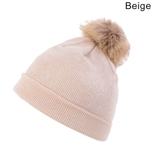 

fashion women's headgear bronzing wool ball cap the 2019 women's hats tanning wool fur hat pom winter hat for women, Blue;gray
