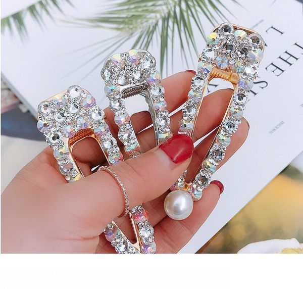 

ins crystal rhinestone hair clips lady wedding party bling bling hair pins fashion girl barrettes woman hair jewelry, Golden;silver