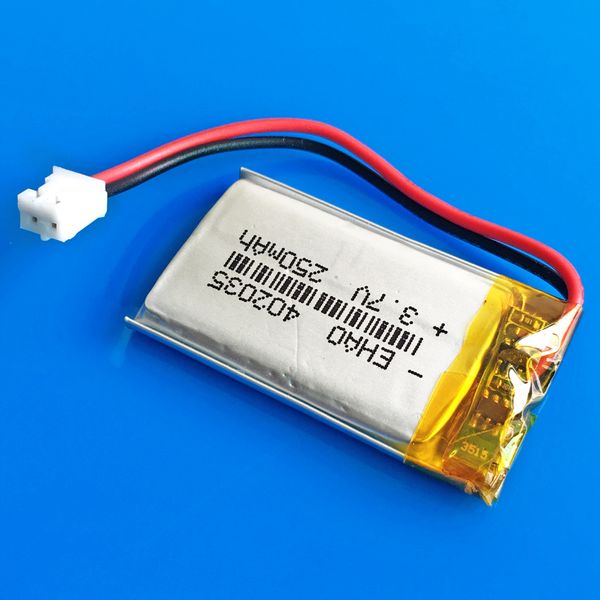 402035 3.7V 250mAh Lithium Polymer LiPo recarregável JST PH 2pin poder plugue 2,0 milímetros Para Mp3 fone de ouvido Bluetooth DVD da pena de vídeo