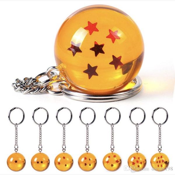 

new 3.5cm 7pcs/set orange stars crystal ball dragon ball z action fgure keychain pendant for kids party gifts