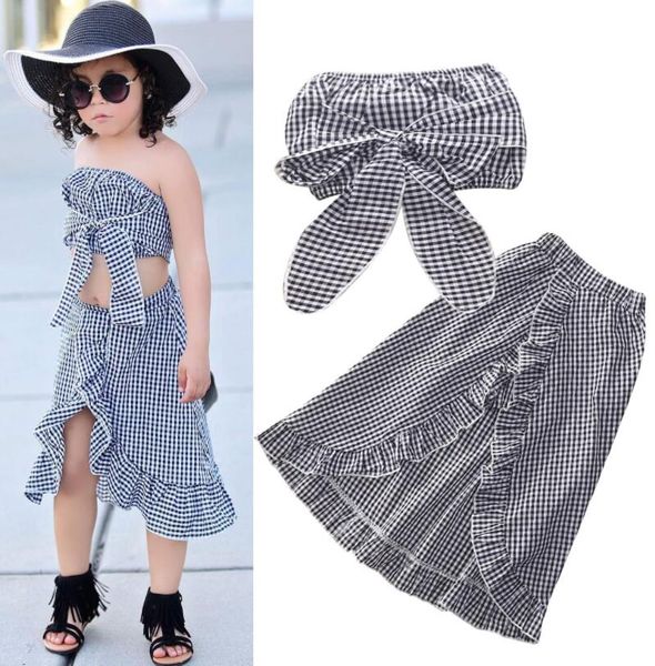 

2pc toddler baby boy and girl clothes t shirt+skirt kids children clothing summer kids clothes kids for 3-7t, White