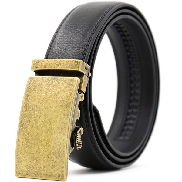 

fashion men's genuine leather automatic buckle belt cowskin belt with real leather retro business casual men belt 110cm-130cm, Black;brown