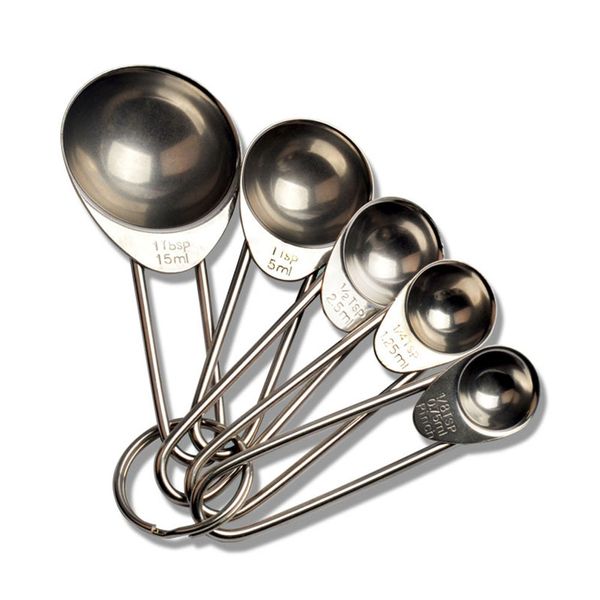 

5pcs/set stainless steel cooking baking coffee bakeware measuring spoons sugar salt accesories set teaspoon kitchen tool