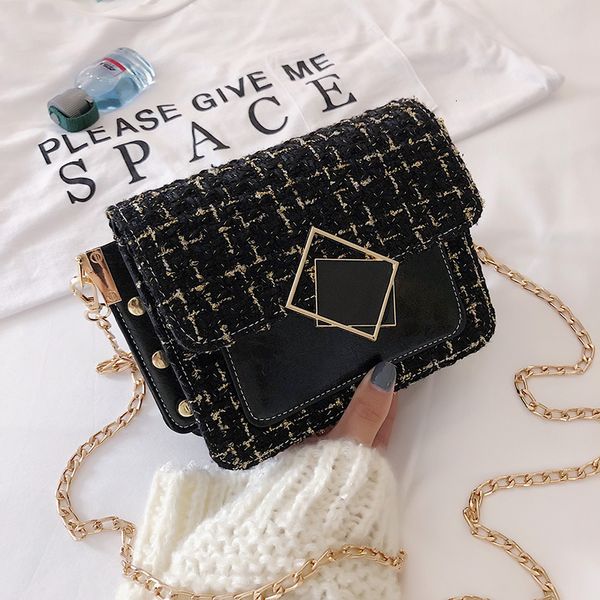 

france niche bag woman 2019 popular chain single shoulder package fresh girl woolen oblique satchel tide