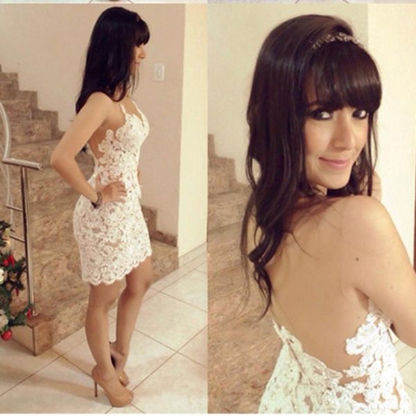 

summer women short dress elegant white hooked flower mesh stitching hollow out dress ladies backless solid vestidos female, Black;gray