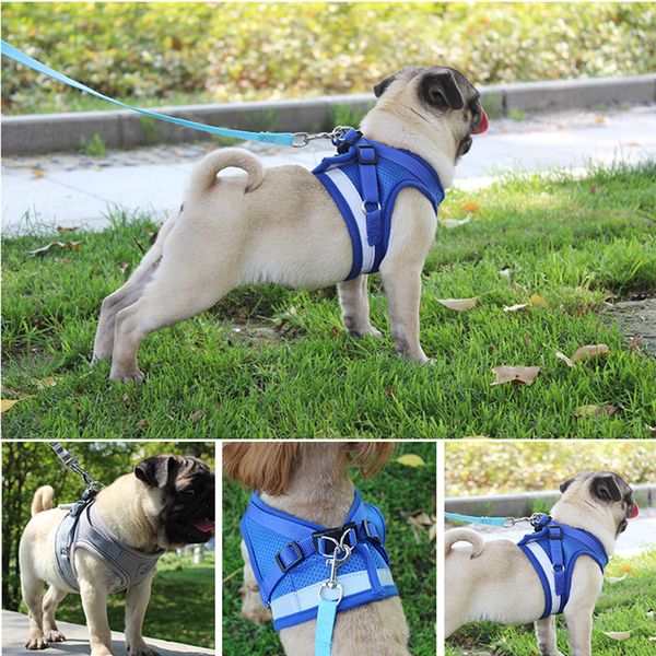 

dog harness for chihuahua pug small medium dogs nylon mesh puppy cat harnesses vest reflective walking lead leash petshop sets